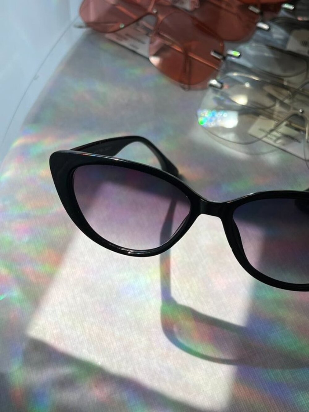 AIRE Amalthea Sunglasses Black Cat Eye Purple Gradient Lens - Picture 5 of 10